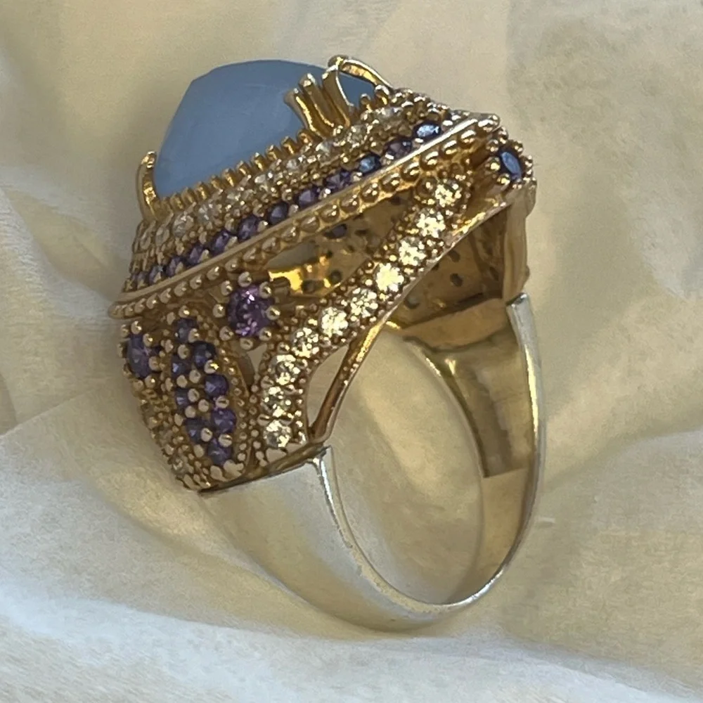 Sterling Silver 925 Quartz Handmade Ring size 8